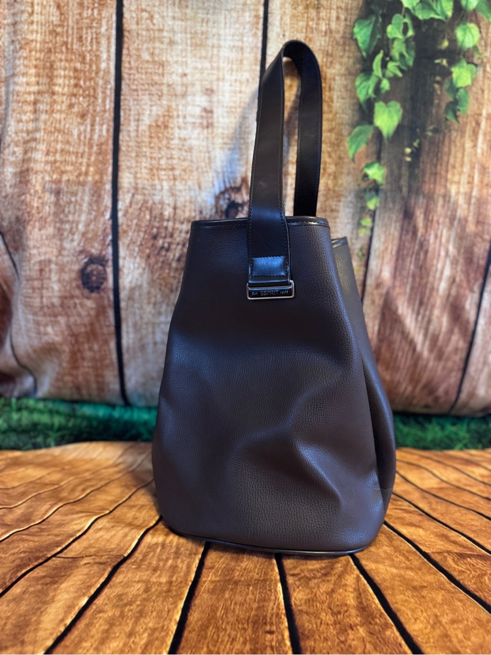 Esprit Dark Brown Leather Shoulder Bag